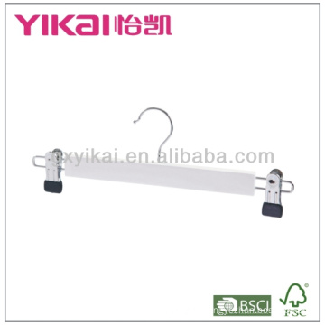 White Wooden Skirt and Trousers Hanger with Metal Clips